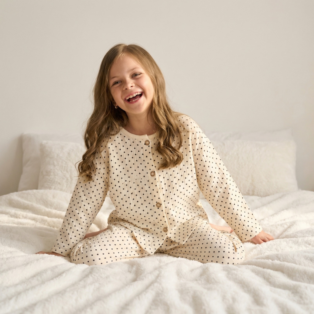Stippenfeest kinderpyjama met polka dot print – airenso