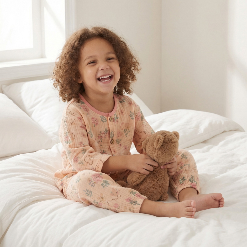 Bloemenweide kinderpyjama met aquarel bloemenprint – airenso