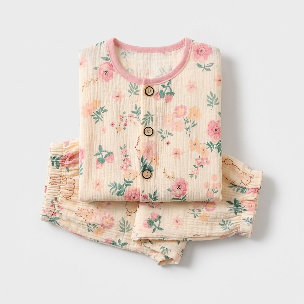 Bloemenweide kinderpyjama met aquarel bloemenprint – airenso