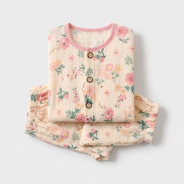 Bloemenweide kinderpyjama met aquarel bloemenprint – airenso