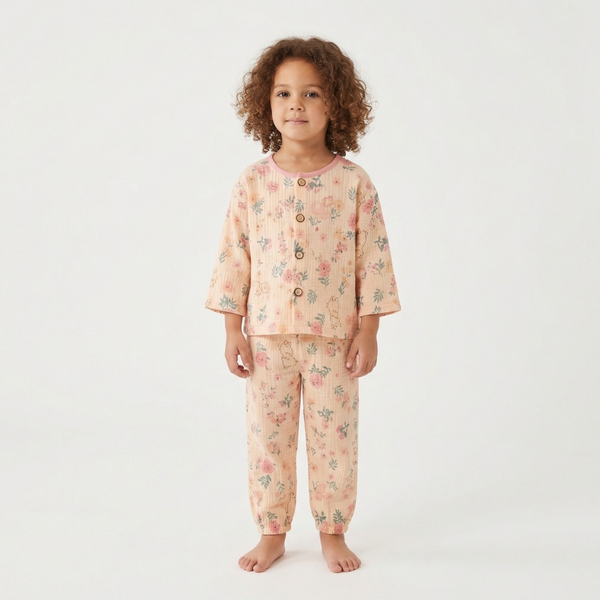 Bloemenweide kinderpyjama met aquarel bloemenprint – airenso