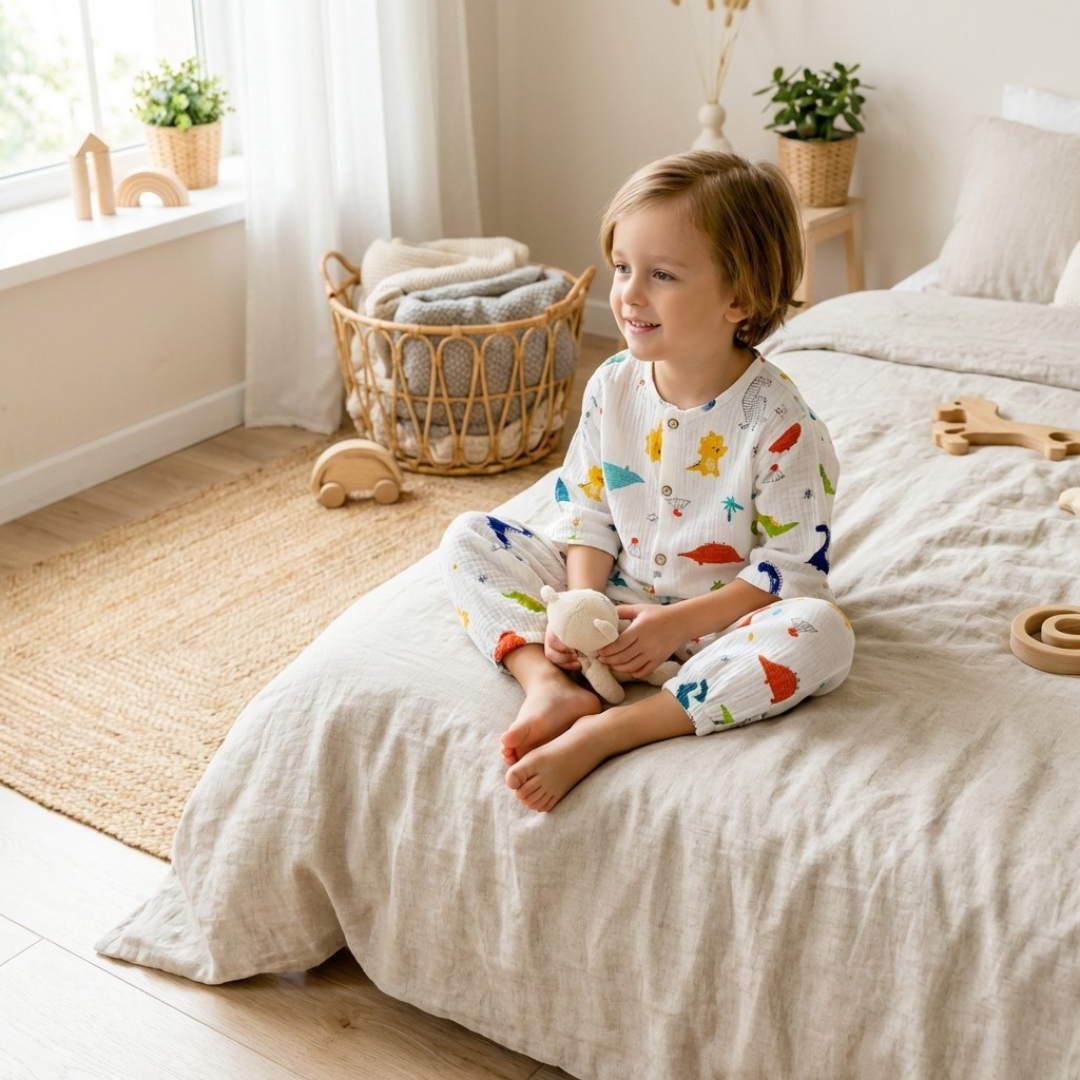 Dino Avontuur kinderpyjama met dinosaurus print – airenso