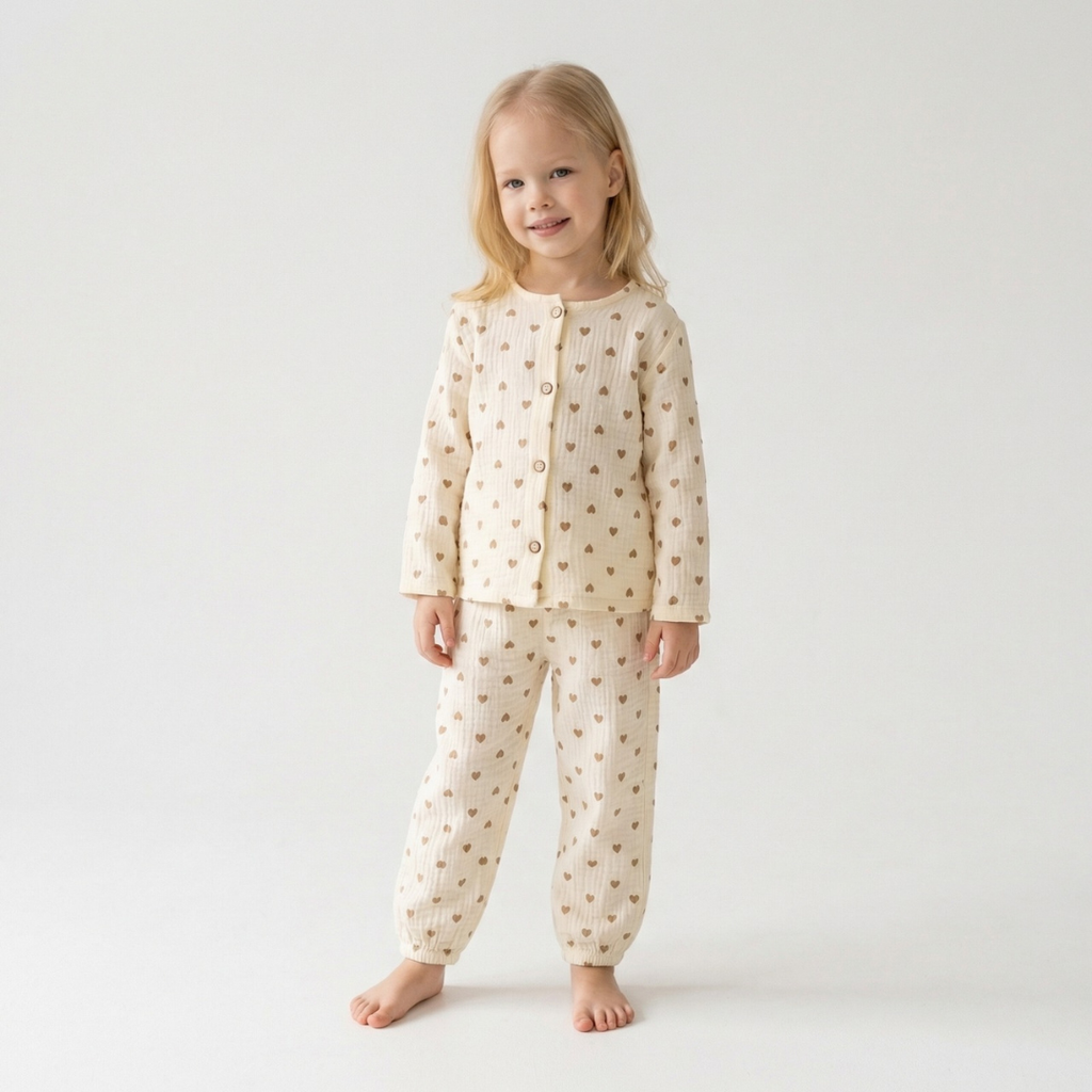 Hartjesdroom kinderpyjama met hartjesprint – airenso