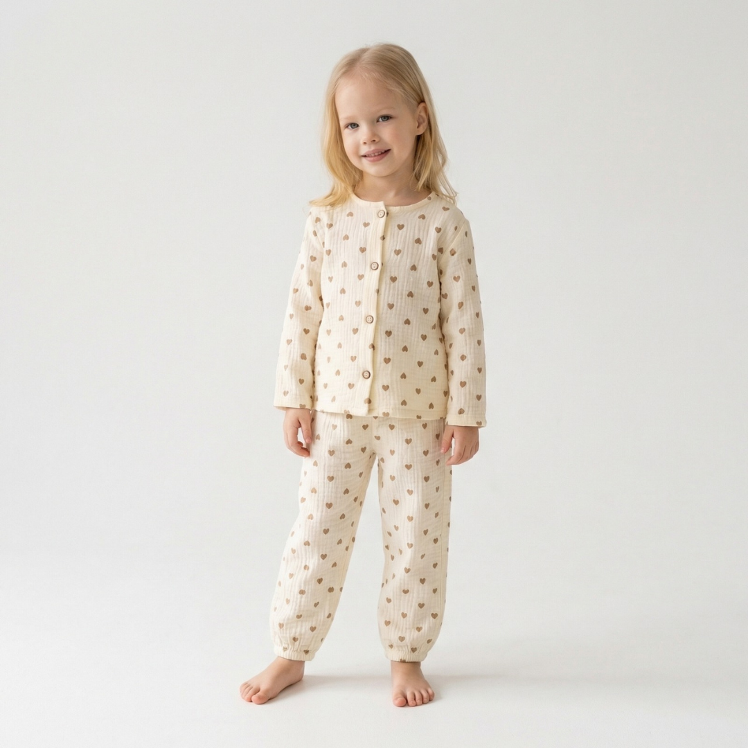 Hartjesdroom kinderpyjama met hartjesprint – airenso