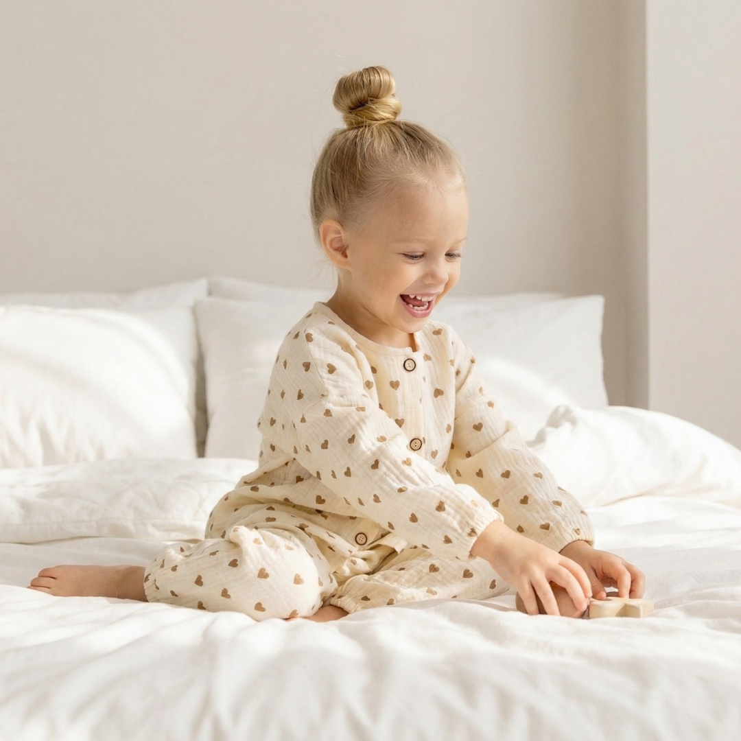 Hartjesdroom kinderpyjama met hartjesprint – airenso