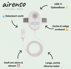 airenso plaswekker met vochtsensor, armband en siliconen kabel
