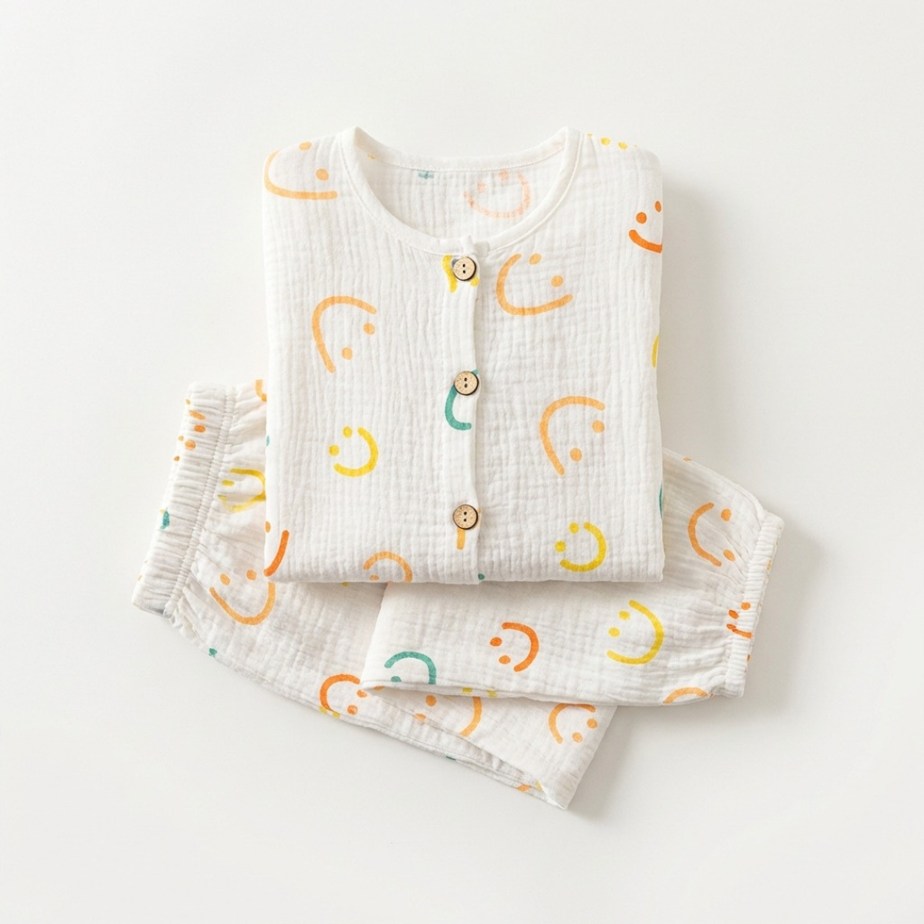 Vrolijke Smiley kinderpyjama met pastel smileys – airenso