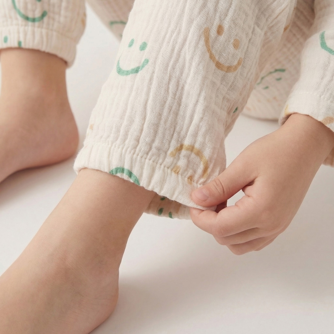 Vrolijke Smiley kinderpyjama met pastel smileys – airenso